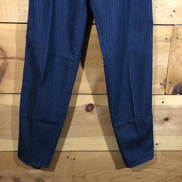 Vintage LEE Jr. Gathered Rider Striped Jeans Womens Size 9 Train Conductor - Picture 4 of 12
